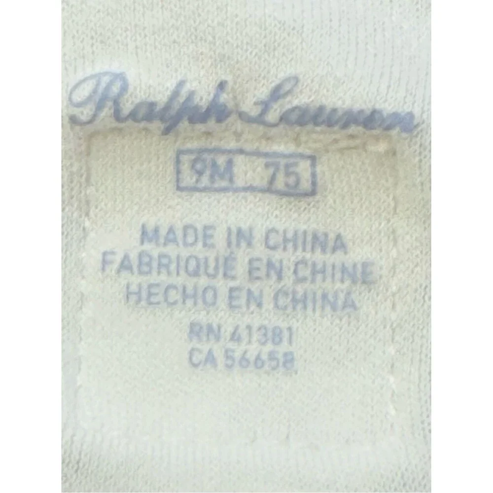 Ralph Lauren Baby Long Sleeve Cotton Bear Print One Piece Footie PJs. 9 Months.